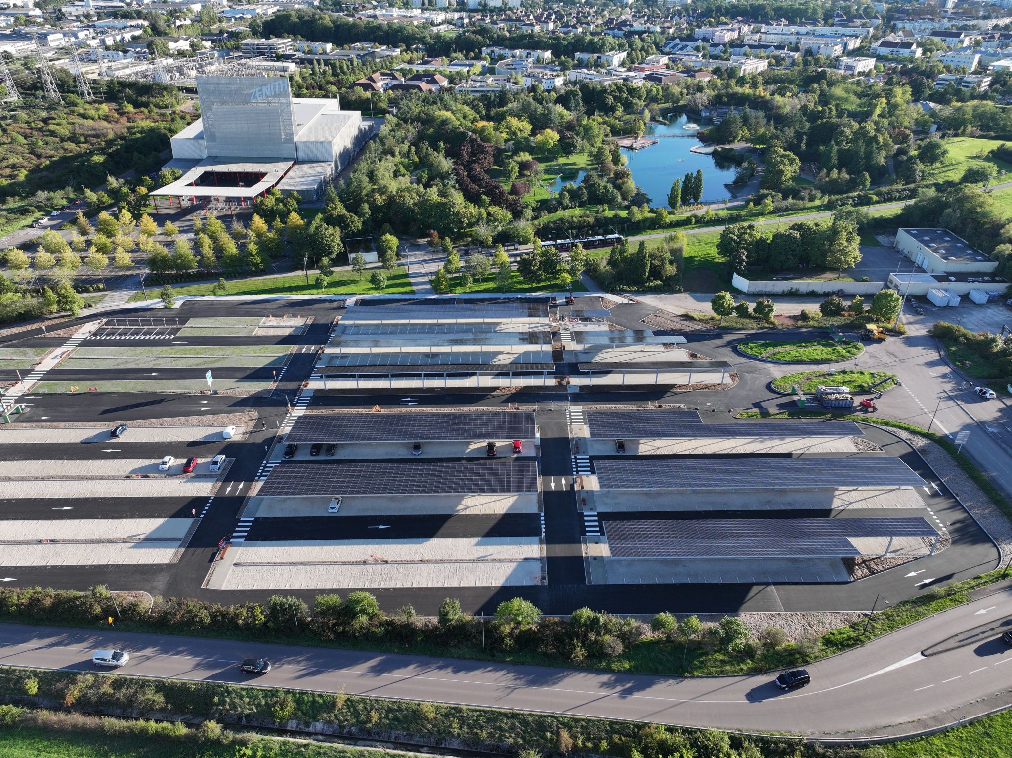 Gestion des eaux pluviales - parking et ombrières du Zénith de Dijon